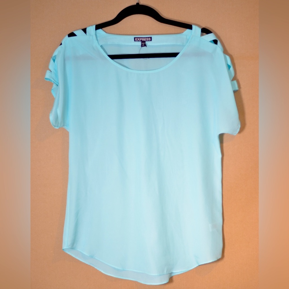 Express Turquoise Cold Shoulder Blouse Size S NWOT